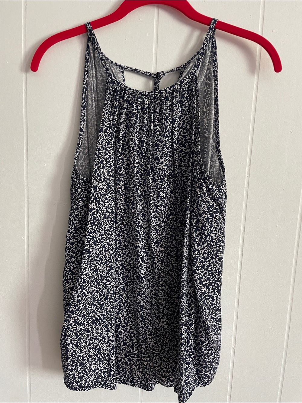 Sleeveless Navy and White Printed Women's Tank Top